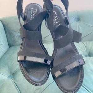 Black Italian Shoemakers Wedges